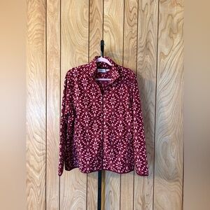 I.B. Diffusion Burgundy Snowflake Print Fleece Jacket – Size Large